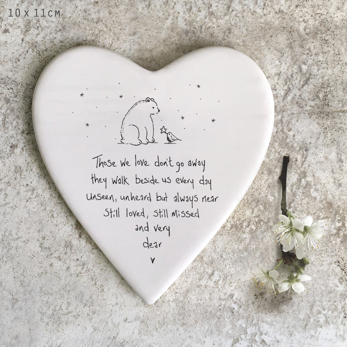 East of India Porcelain Heart Coaster - Those we love don’t go away