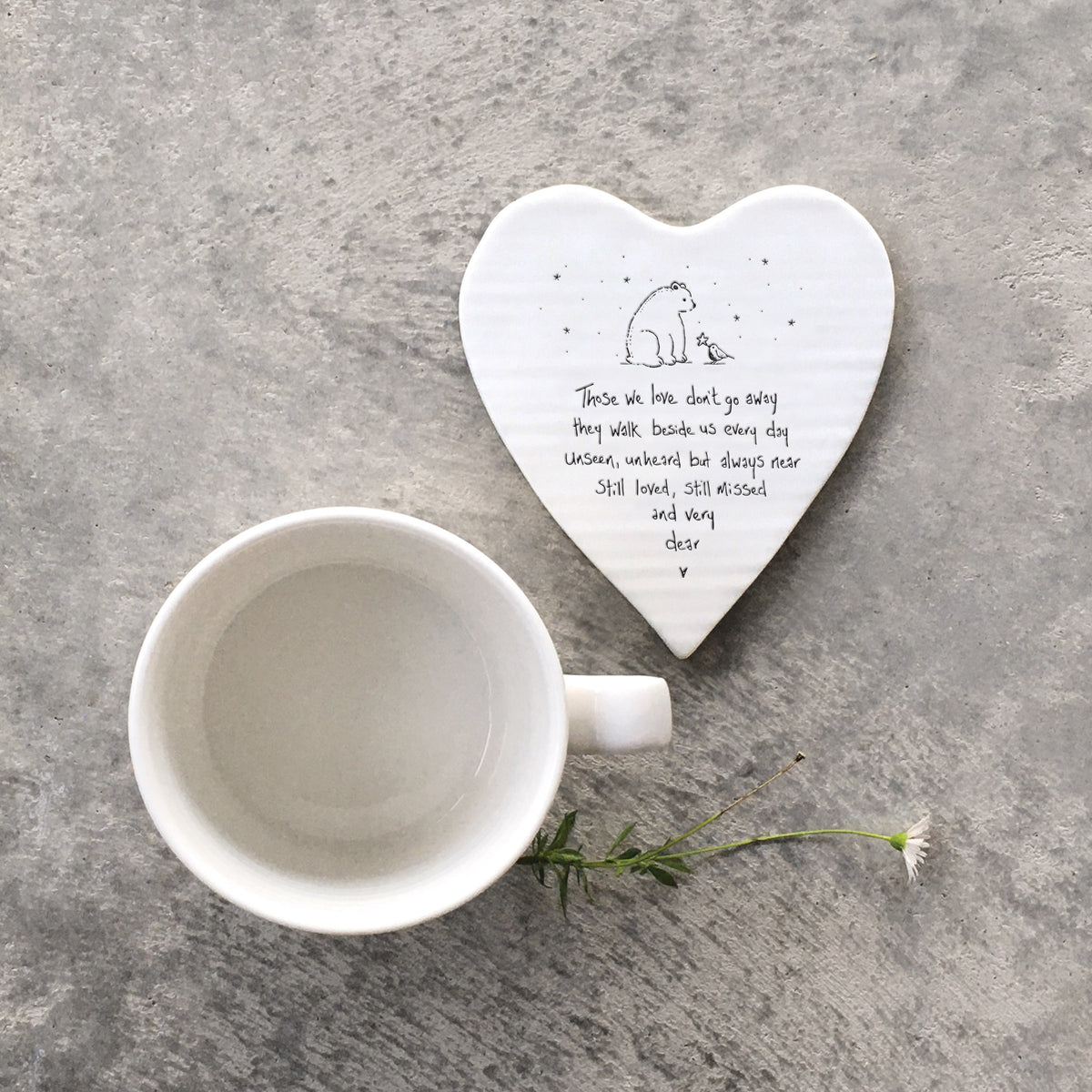 East of India Porcelain Heart Coaster - Those we love don’t go away