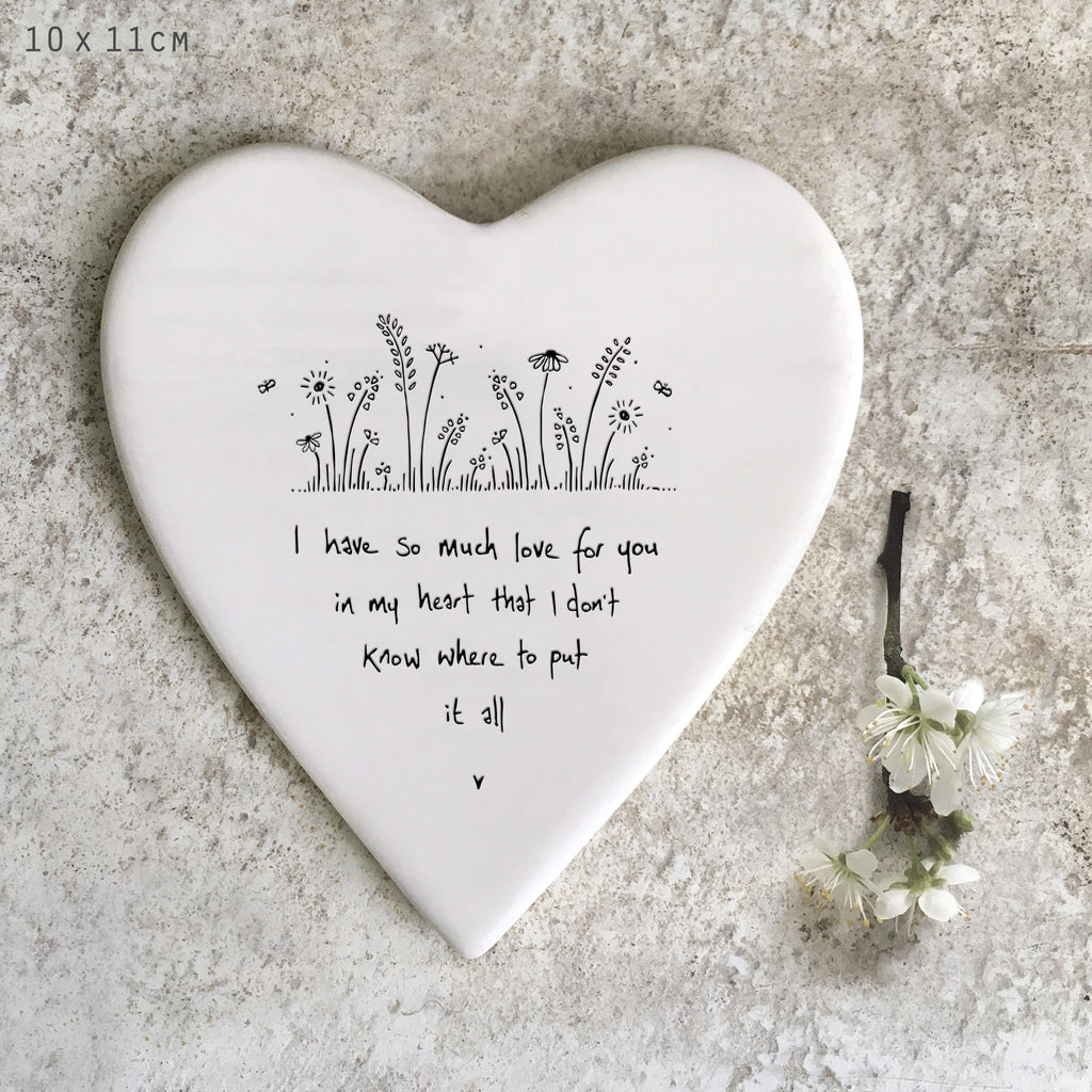 East of India Porcelain Heart Coaster - So much love for you