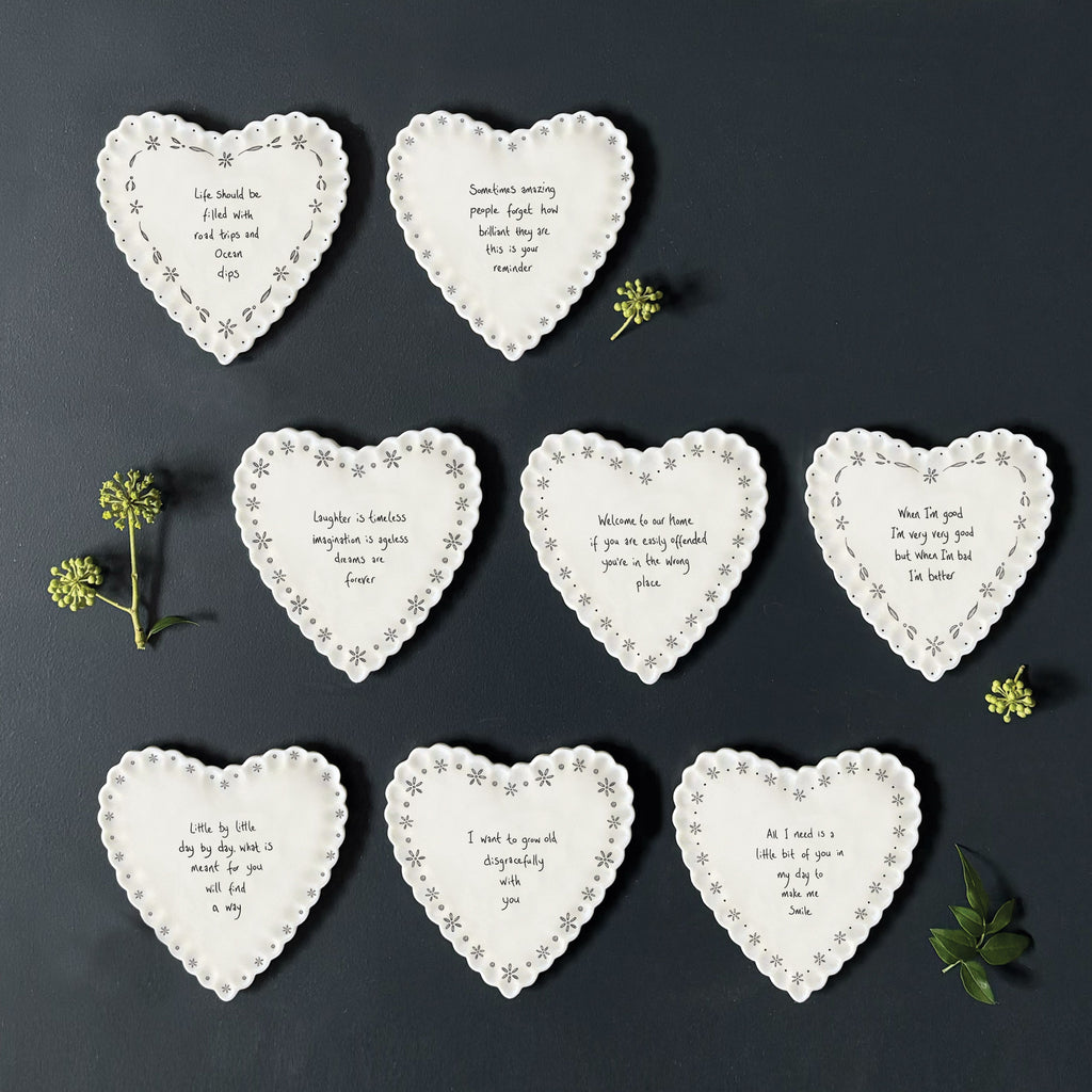 East of India Scallop Heart Coaster - When I'm good I'm very very good but when I'm bad I'm better