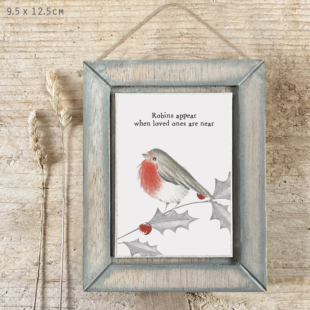 East of India Wooden Robin Hanging Picture - Robins appear