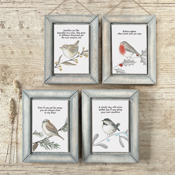 East of India Wooden Robin Hanging Picture - Robins appear