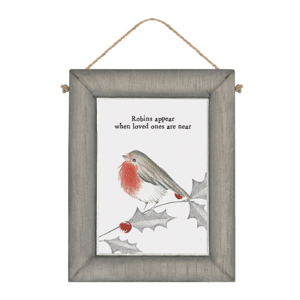 East of India Wooden Robin Hanging Picture - Robins appear