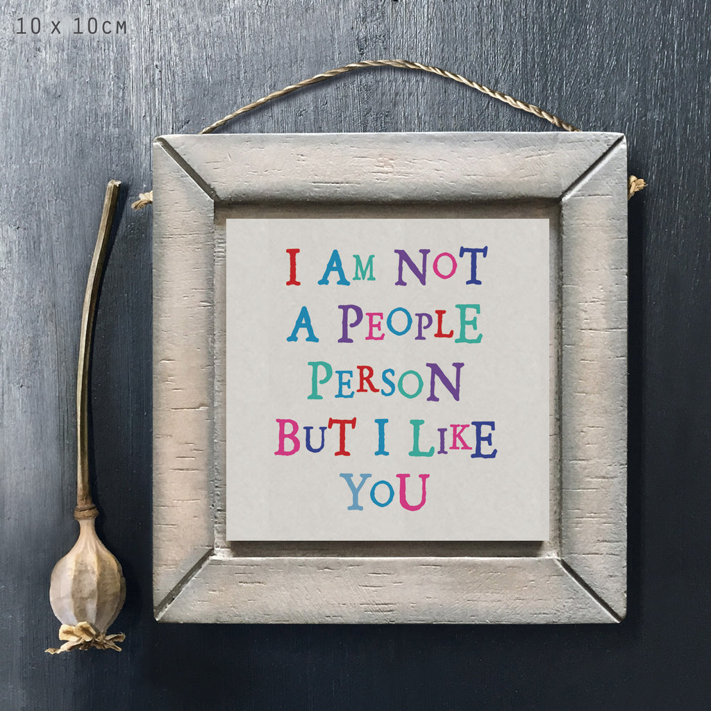 East of India Wooden Hanging Sign - Not a people person but I like you