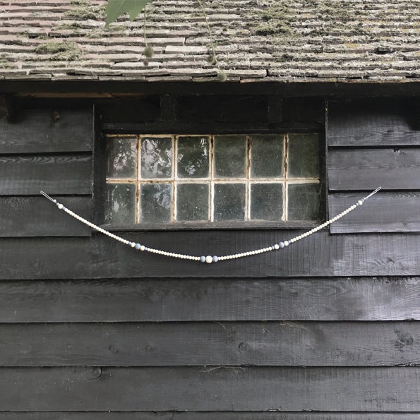 East of India Wooden Bead Garland - Natural & grey