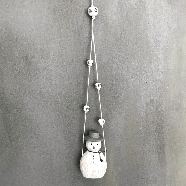 East of India Wooden Snowman Mobile with Snowflakes