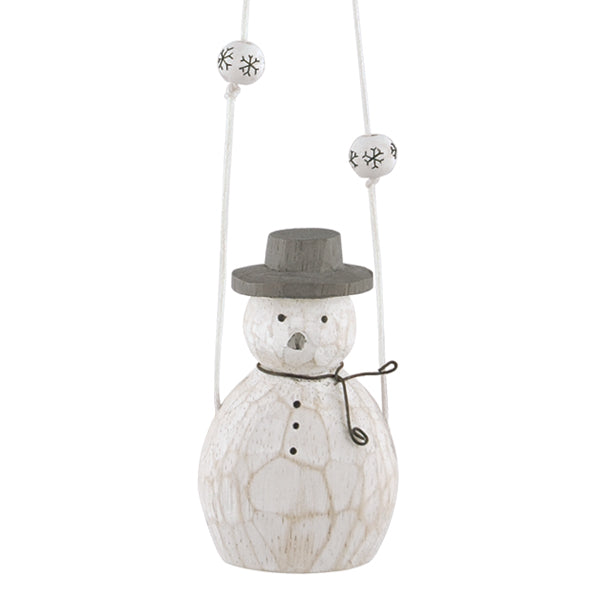 East of India Wooden Snowman Mobile with Snowflakes