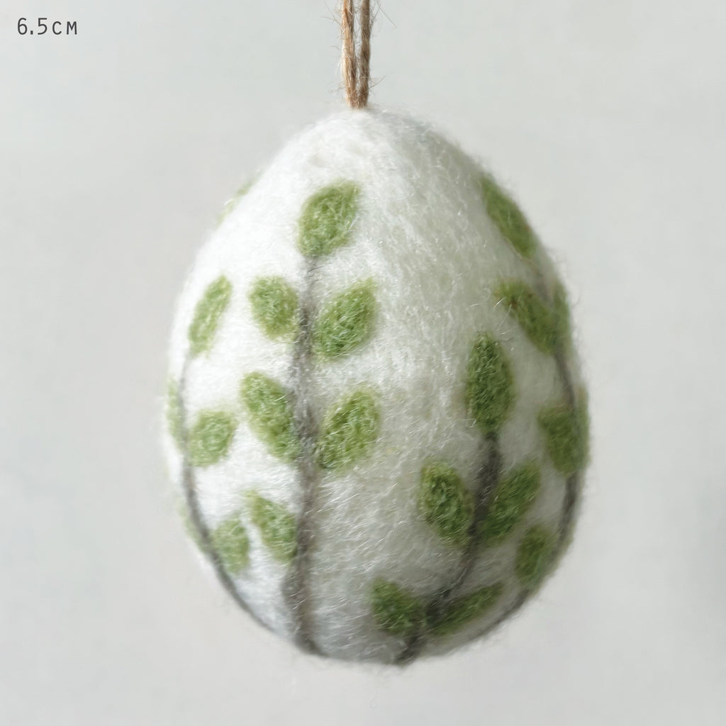 East of India Floral Felt Easter Egg - Green