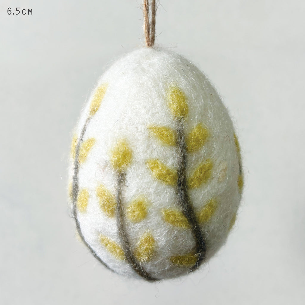 East of India Floral Felt Easter Egg - Yellow