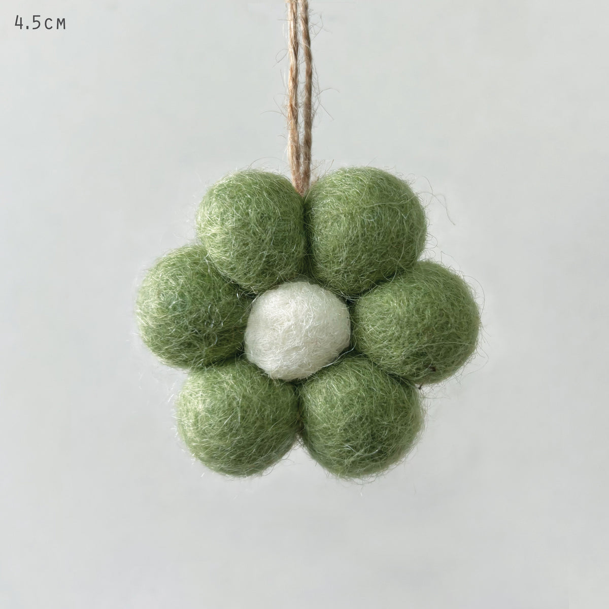 East of India Small Felt Daisy Hanging Decoration - Green