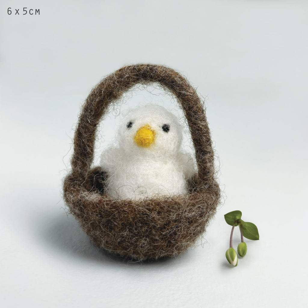 East of India Felted Fluffy Chick in Nest