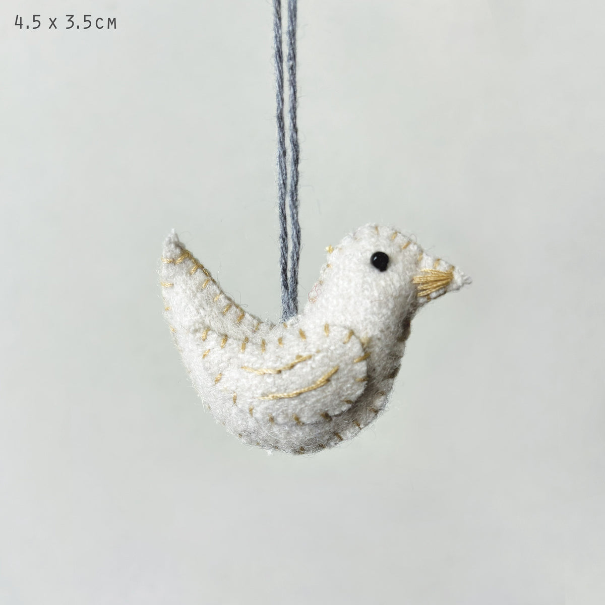 East of India Small Embroidered Chick Hanging Decoration - Cream