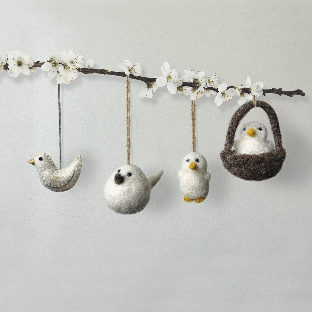 East of India Small Embroidered Chick Hanging Decoration - Cream