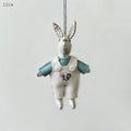 East of India Little Rabbit Hanging Decoration - Cream dungarees