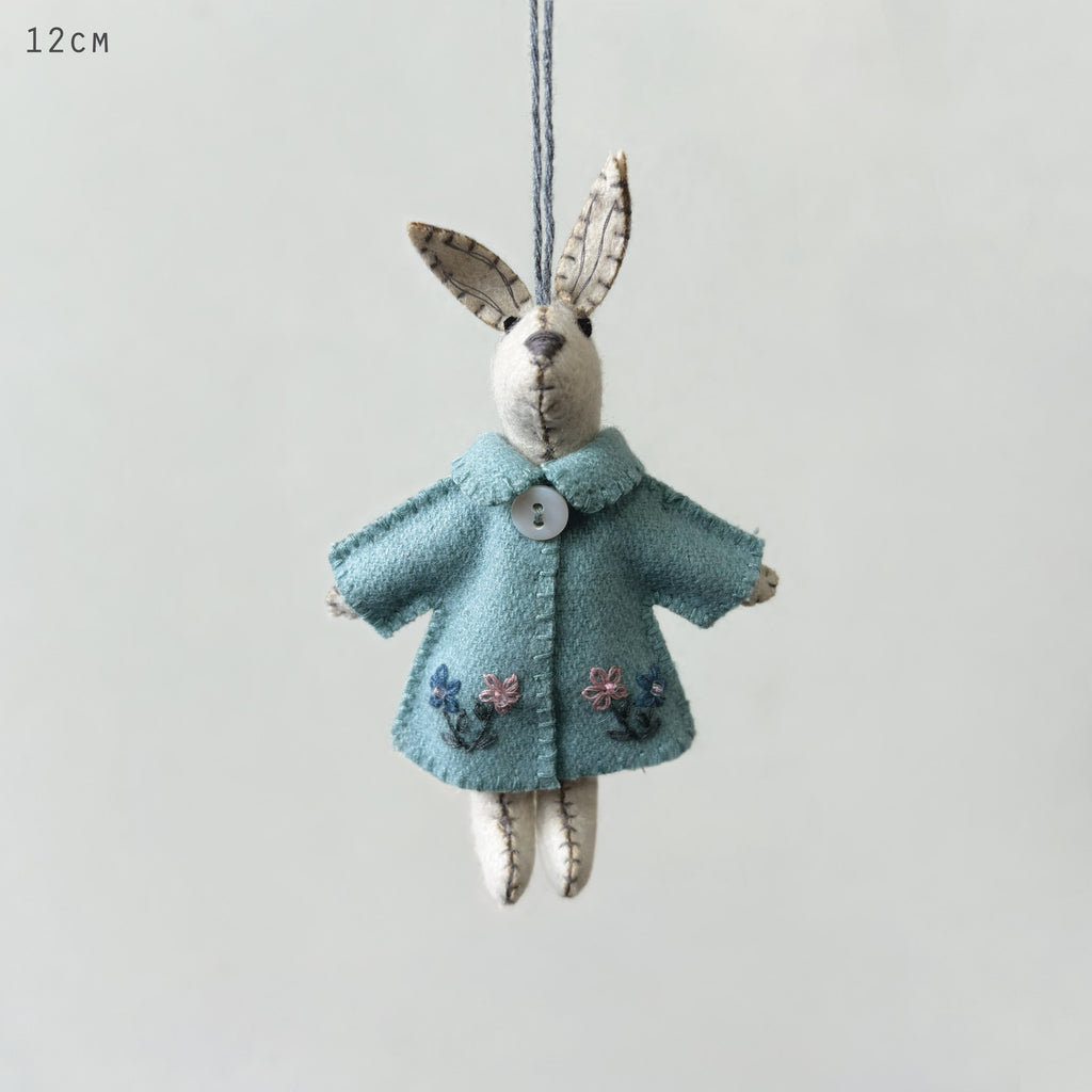 East of India Little Rabbit Hanging Decoration - Blue jacket