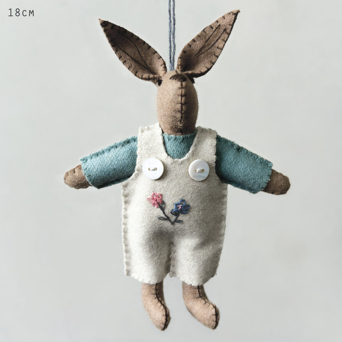 East of India Large Rabbit Hanging Decoration - Cream dungarees