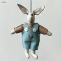 East of India Large Rabbit Hanging Decoration - Blue dungarees