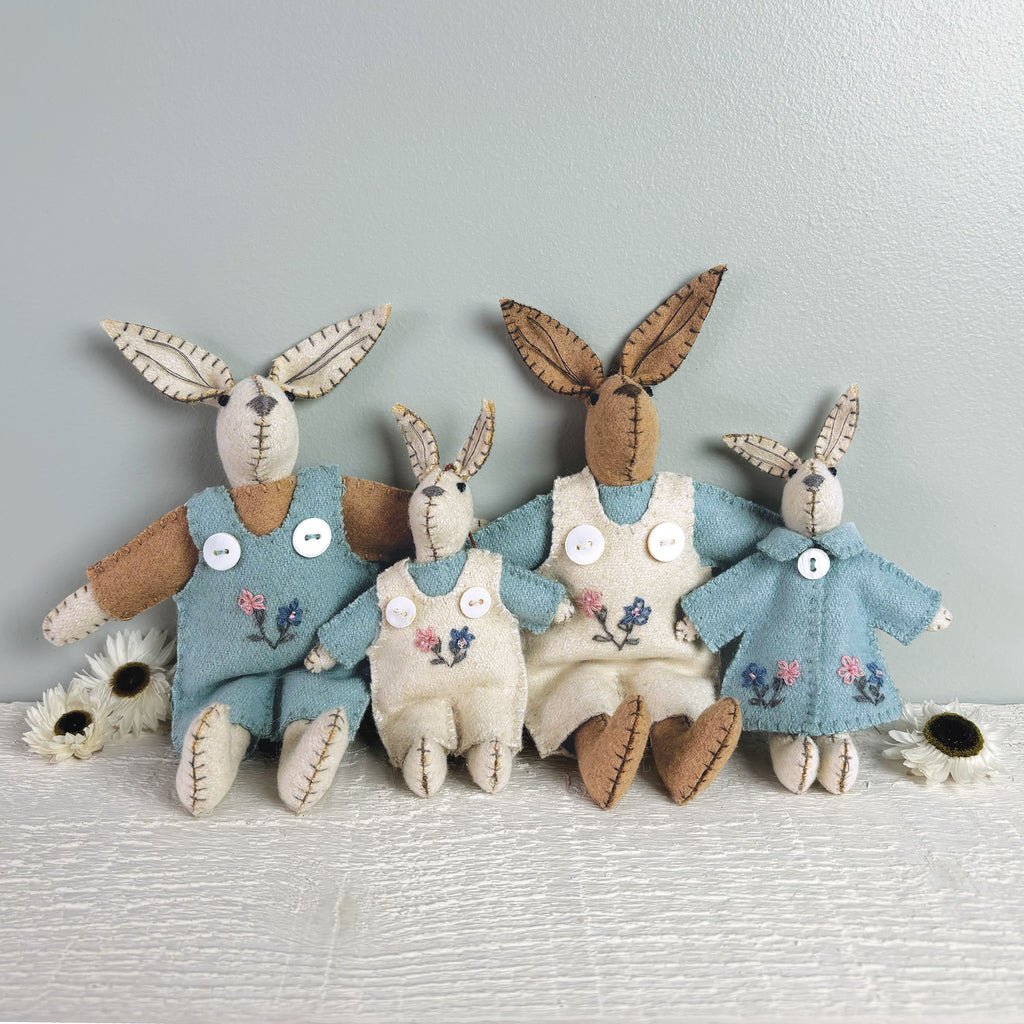 East of India Large Rabbit Hanging Decoration - Blue dungarees