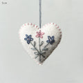 East of India Embroidered Floral Hanging Heart - Cream