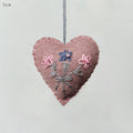 East of India Embroidered Floral Hanging Heart - Pink