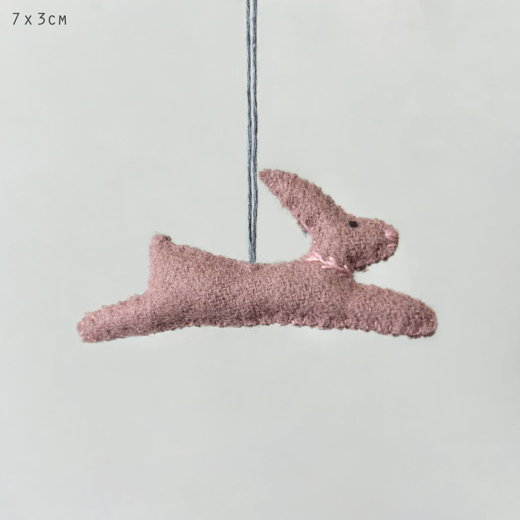 East of India Small Hanging Leaping Rabbit - Pink