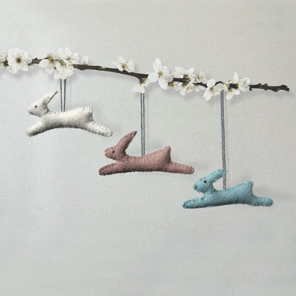 East of India Small Hanging Leaping Rabbit - Blue