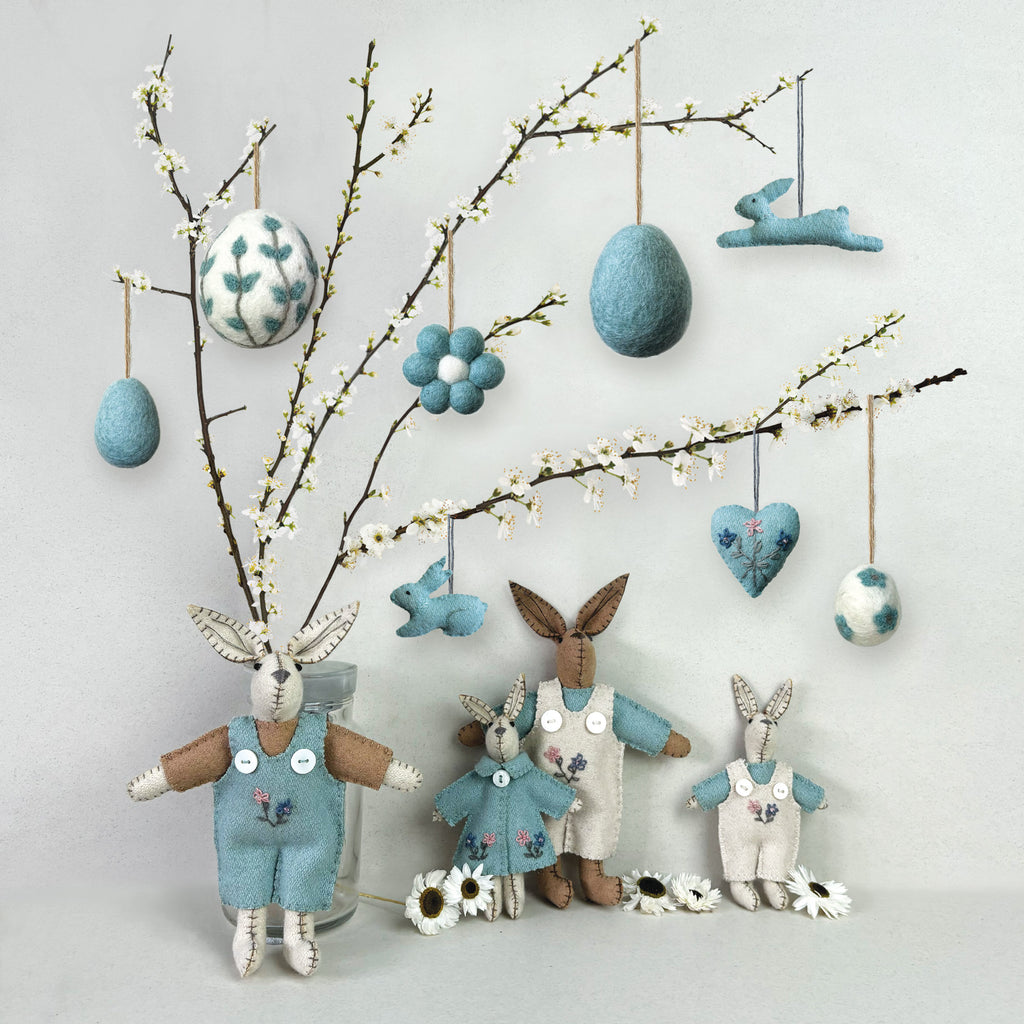 East of India Small Hanging Leaping Rabbit - Blue