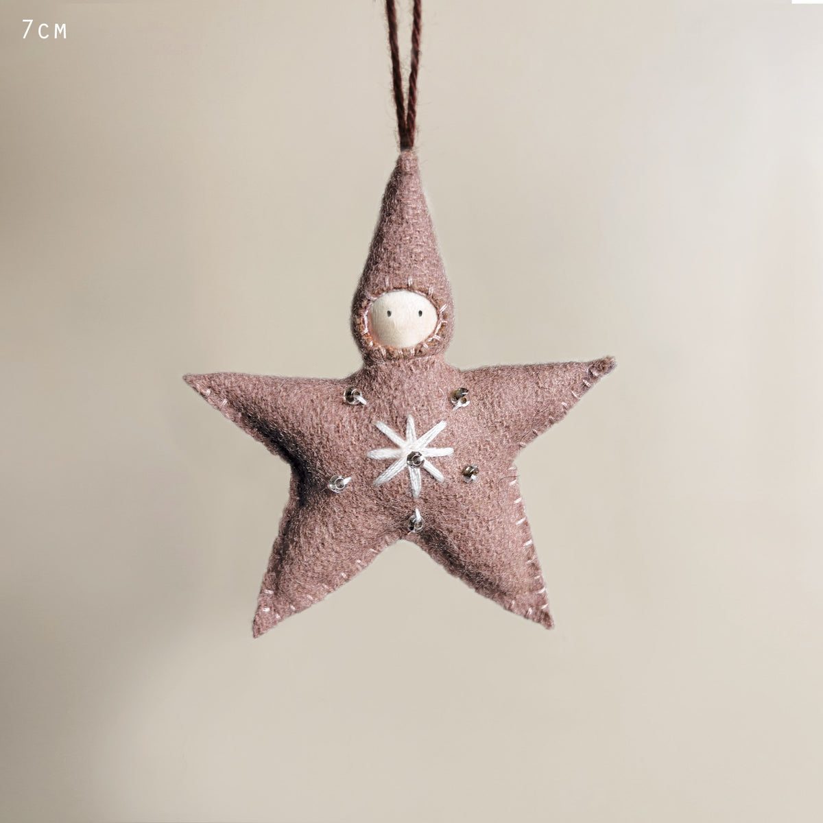 East of India Small Felt Star Baby Christmas Decoration - Pink