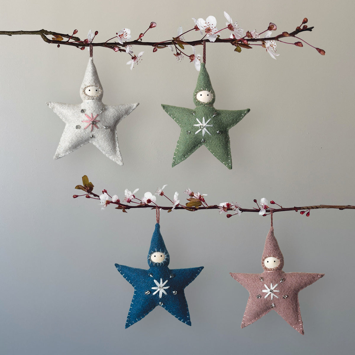 East of India Small Felt Star Baby Christmas Decoration - Pink