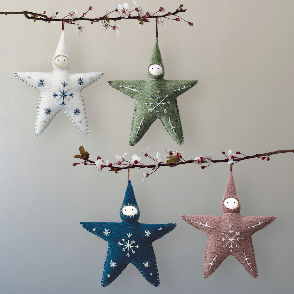 East of India Large Felt Star Baby Christmas Decoration - Pink