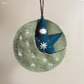 East of India Felt Moon Baby Decoration - Green