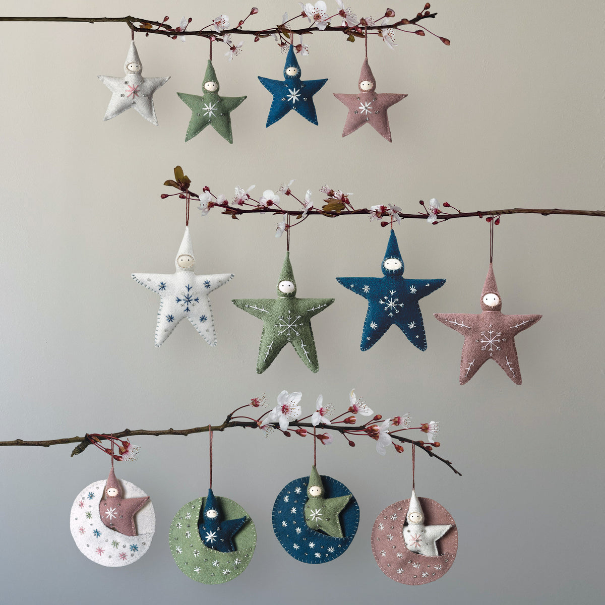 East of India Felt Moon Baby Decoration - Pink