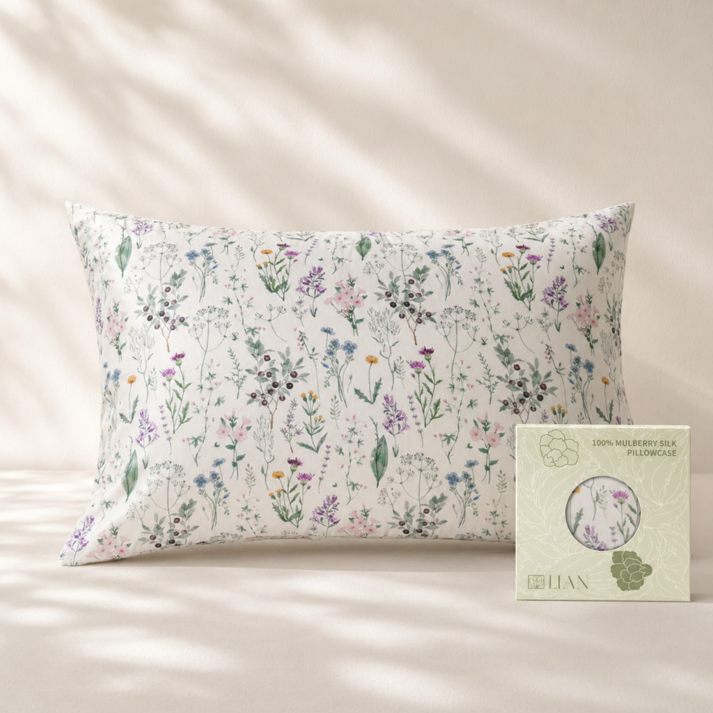 Mulberry Silk Pillowcase - Wildflower Meadow