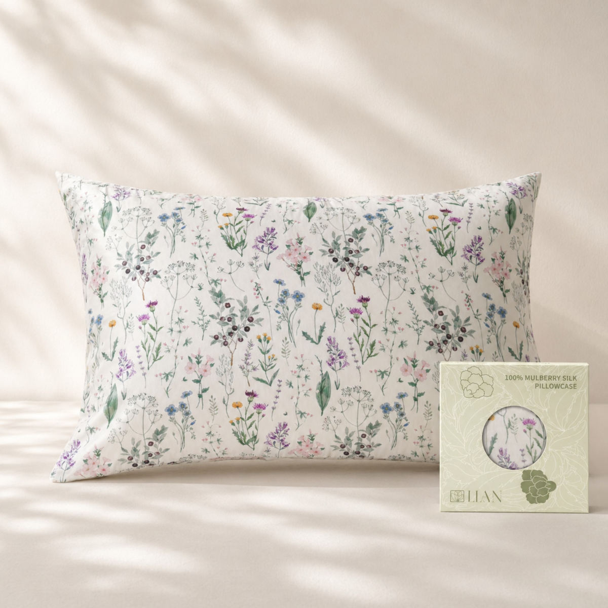 Mulberry Silk Pillowcase - Wildflower Meadow