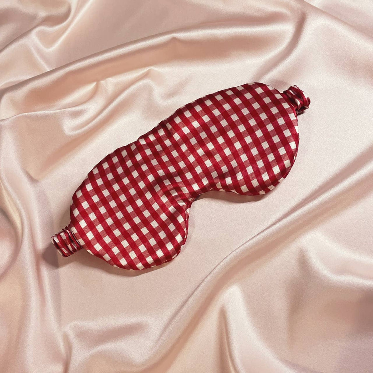Eliza Mulberry Silk Eye Mask - Gingham Print
