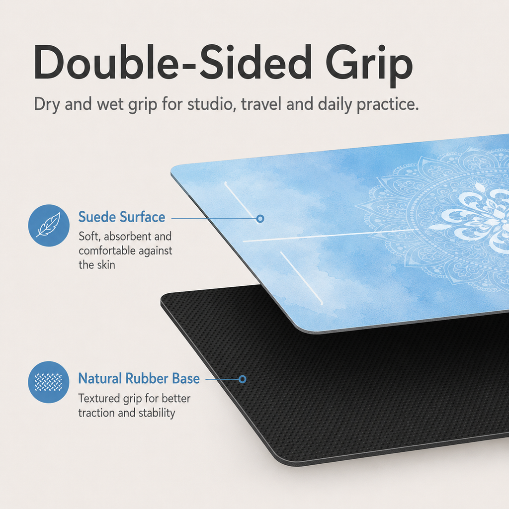 Foldable Suede & Rubber Travel Yoga Mat Towel
