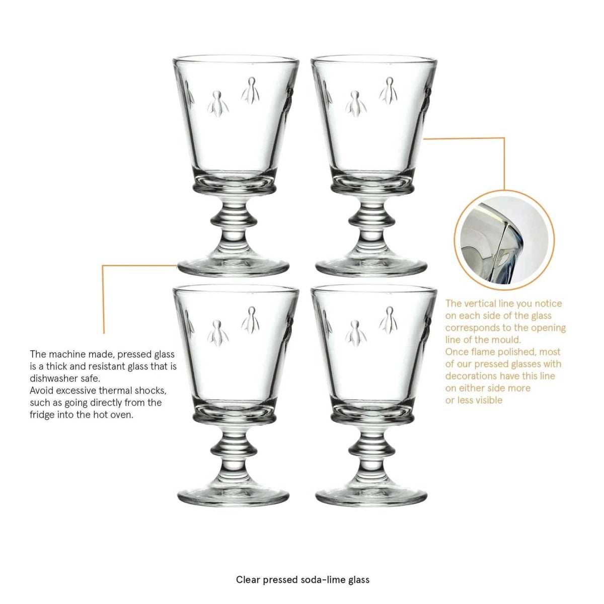 La Rochere Bee Stemmed Wine Glasses - Set of 4