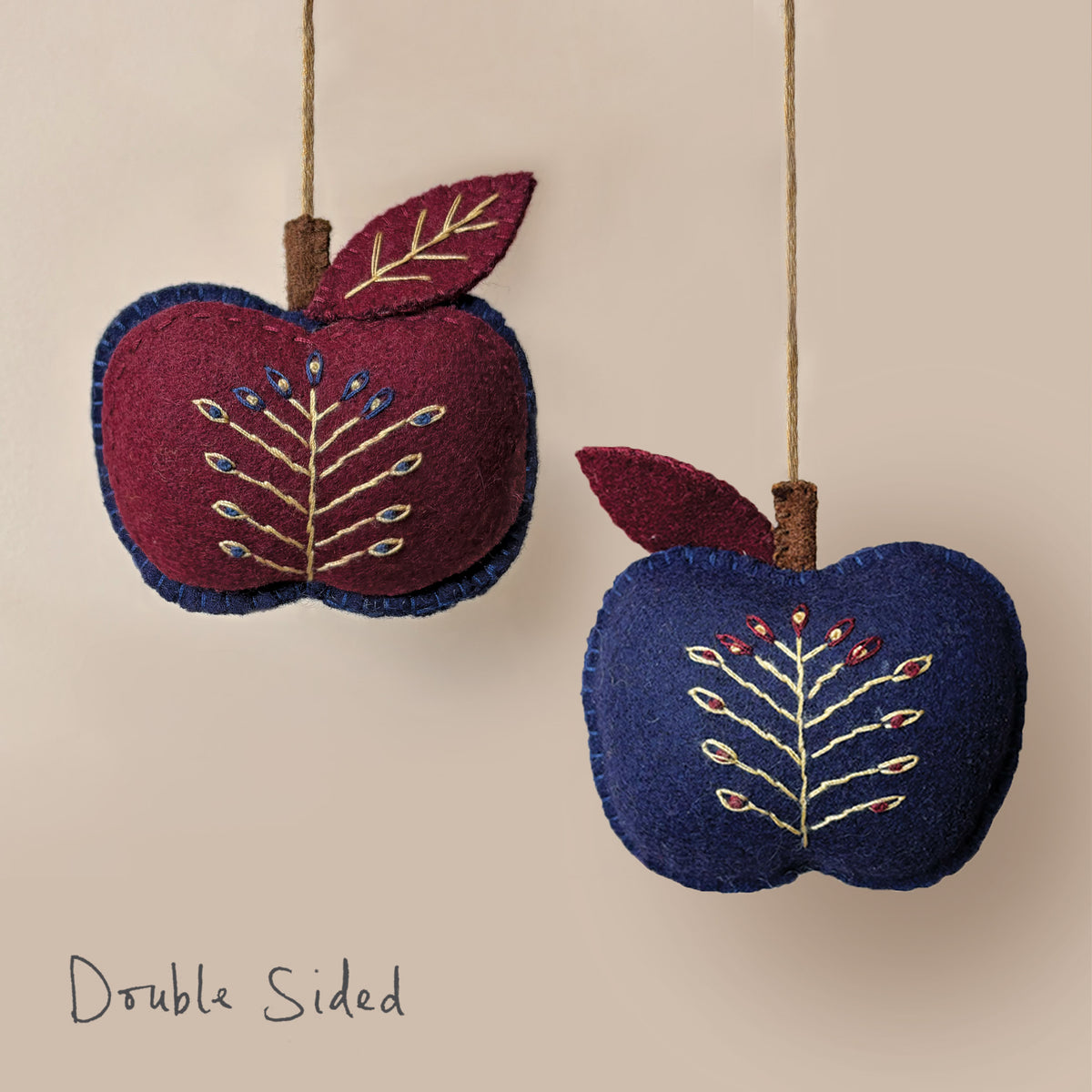 East of India Large Wool Apple Folk Art Hanging Decoration