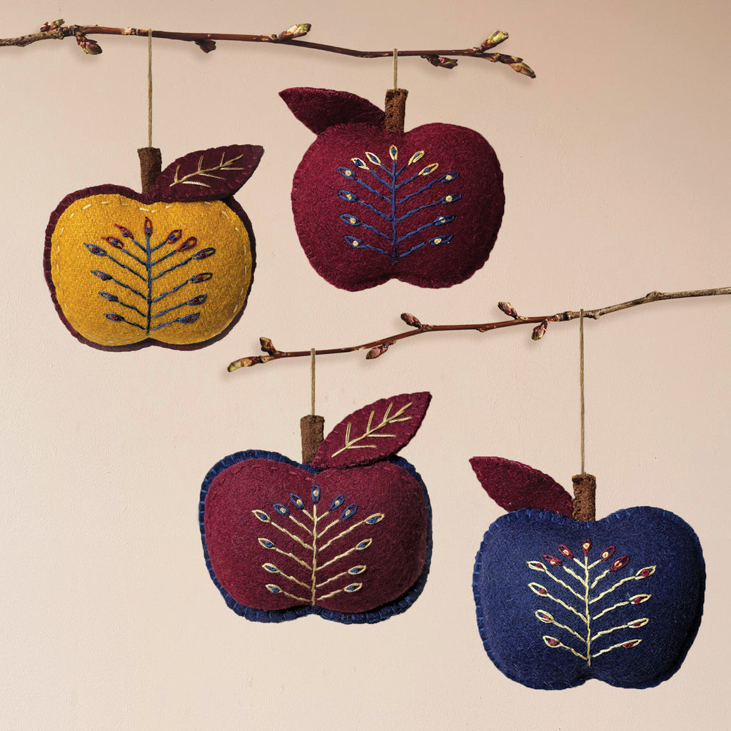 East of India Large Wool Apple Folk Art Hanging Decoration