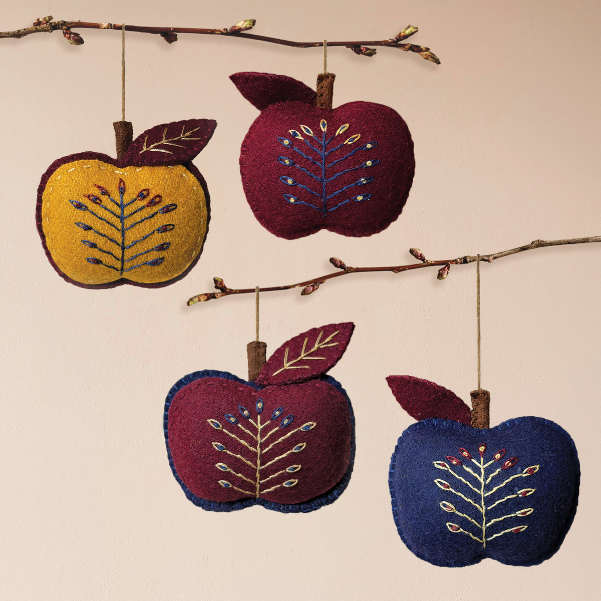 East of India Large Wool Apple Folk Art Hanging Decoration