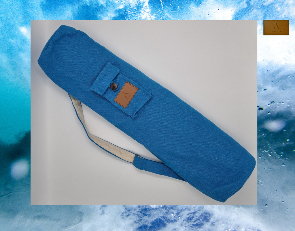 Cotton Linen Yoga Mat Bag - Sky Blue