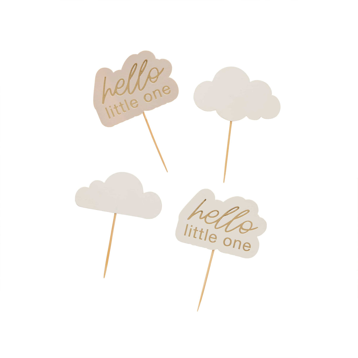 12 Pack Cloud & Hello Little One Food Picks | Baby Shower Supplies UK Tableware 12 Pack Cloud & Hello Little One Food Picks