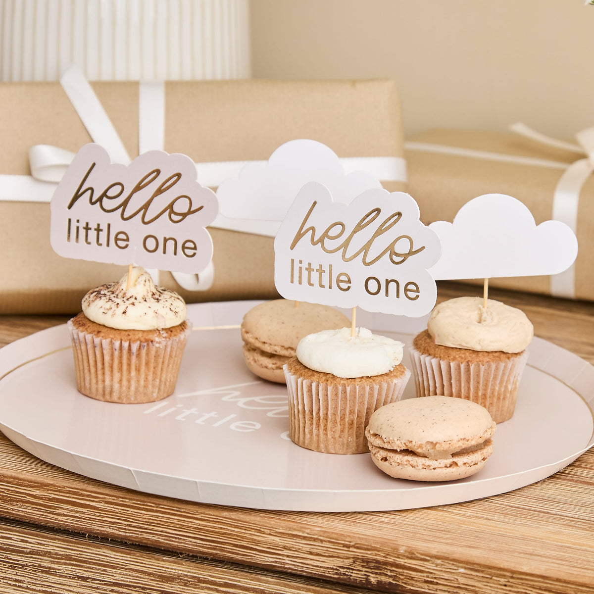 12 Pack Cloud & Hello Little One Food Picks | Baby Shower Supplies UK Tableware Cloud & Hello Little One Food Picks x 12