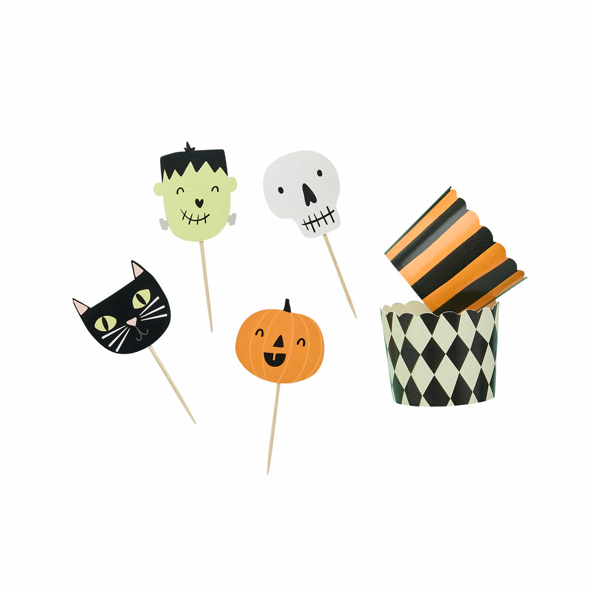12 Pack Spooky Friends Food Cups & Picks Set | Halloween Party Supplies UK Party Tableware 12 Pack Spooky Friends Food Cups & Picks Set