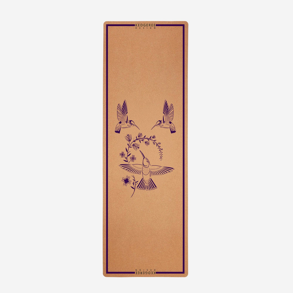 The Purple Hummingbird Cork Yoga Mat