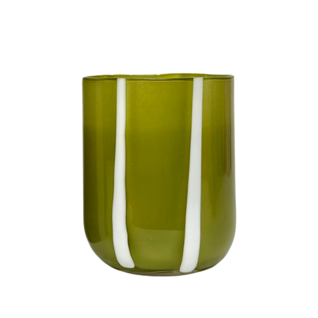 Atina Glass Tumbler - Olive & White