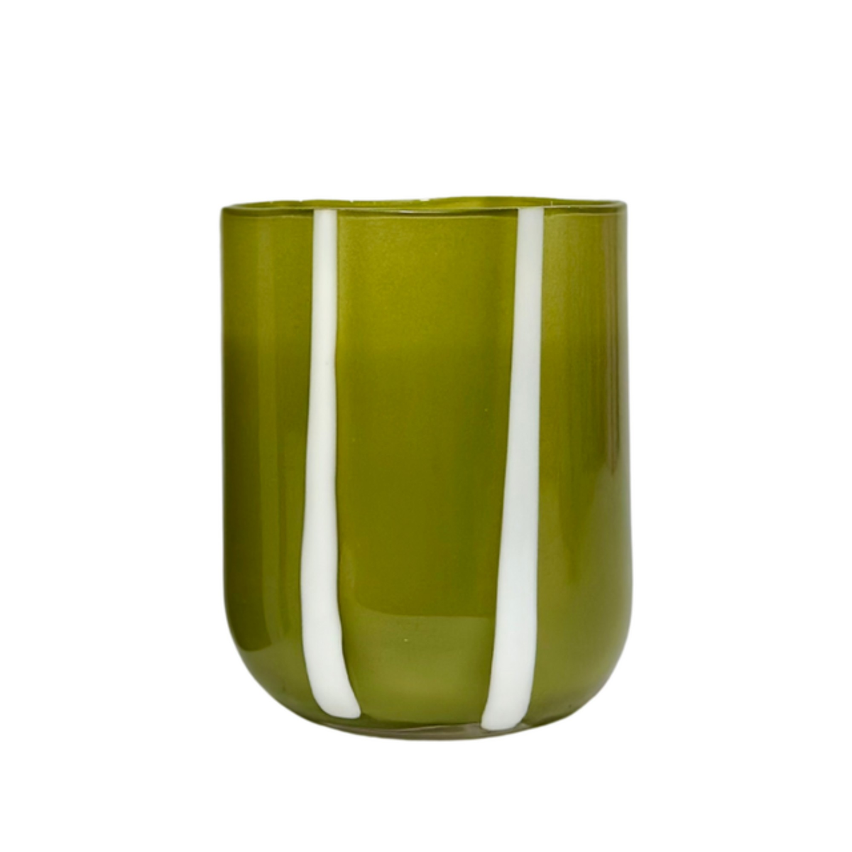 Atina Glass Tumbler - Olive & White