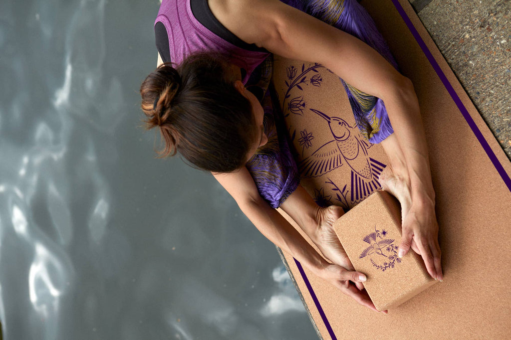 The Purple Hummingbird Cork Yoga Mat
