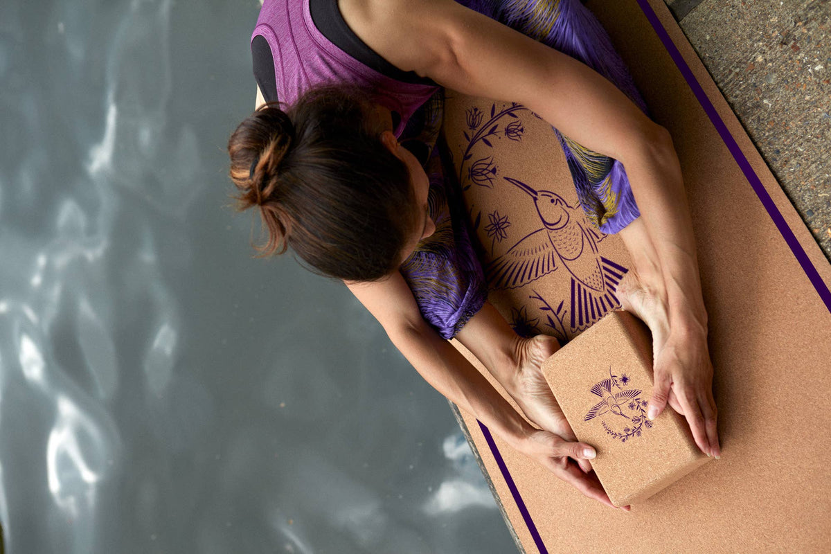 The Purple Hummingbird Cork Yoga Mat
