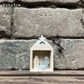 East of India Tiny Wooden Nativity Set in Stable